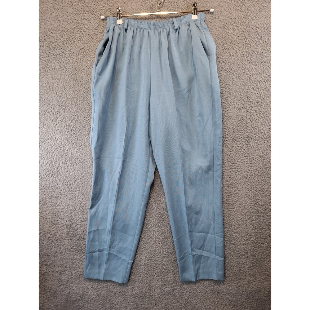 Alfred Dunner Trouser Pants Womens 14 (Fits 28x30) Blue Elastic Waist Pull On